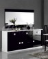 Servanta / comoda moderna ROLA pentru living si sufragerii cu trei usi si trei sertare, negru cu alb lucios CT6105