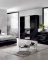 Dormitor modern BLACK MARBLE complet, negru lucios si top textura tip marmura cu LED-uri DP6441